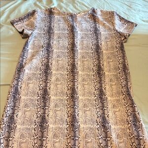 She + Sky Taupe and Black Snake Print Short Sleeve Dress